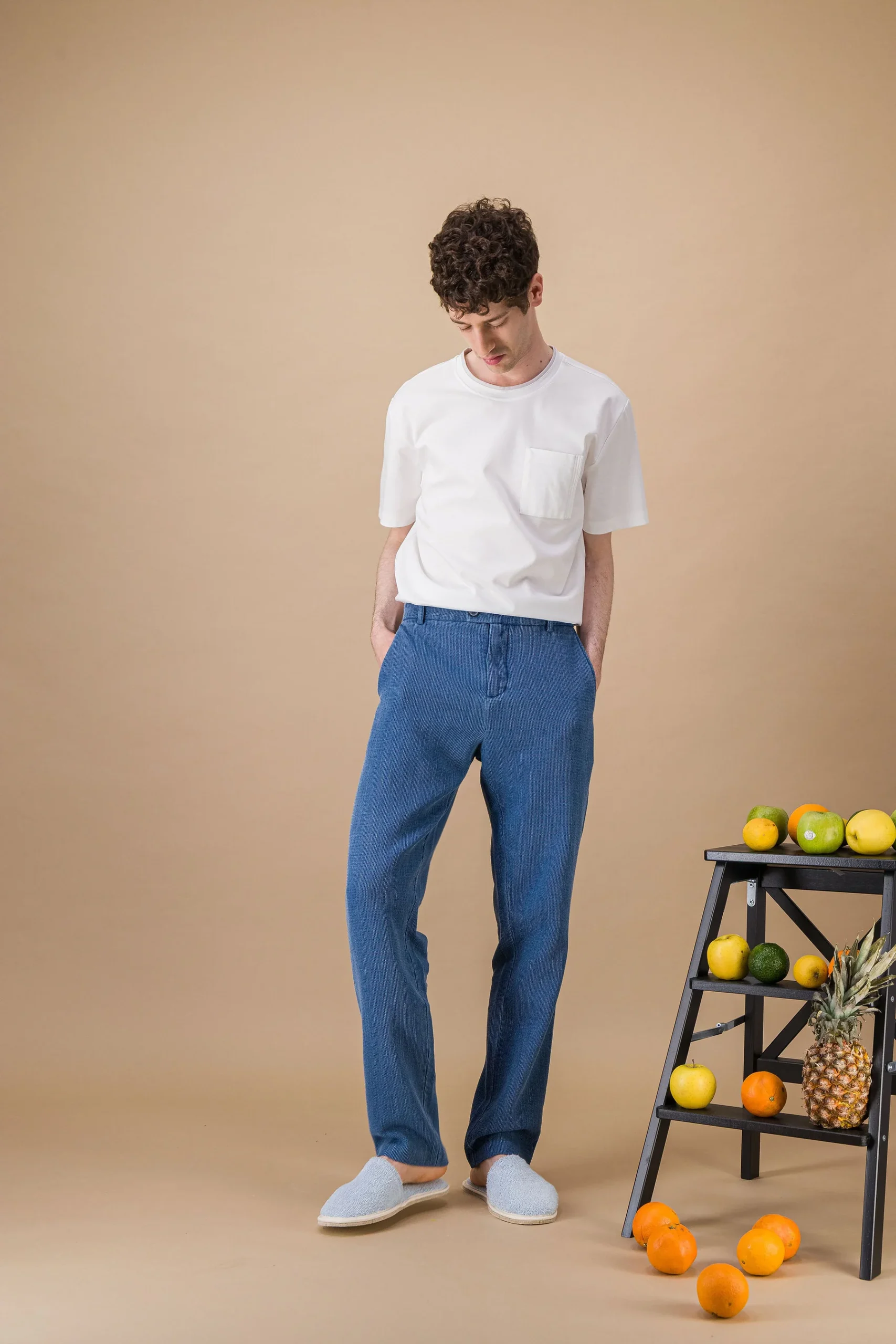 City pants lightweight bleached Japanese denim - Image 2
