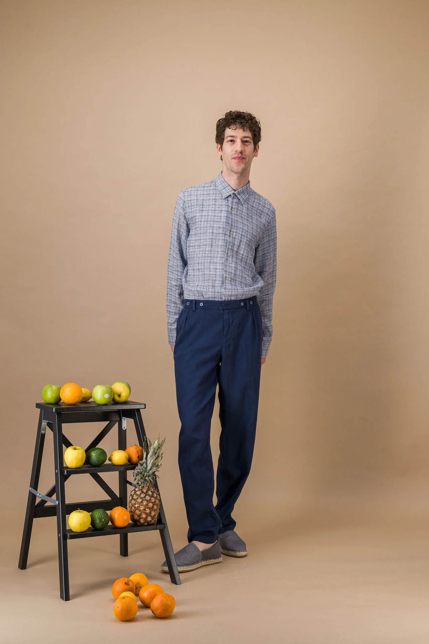 Mottled blue linen shirt - Image 3
