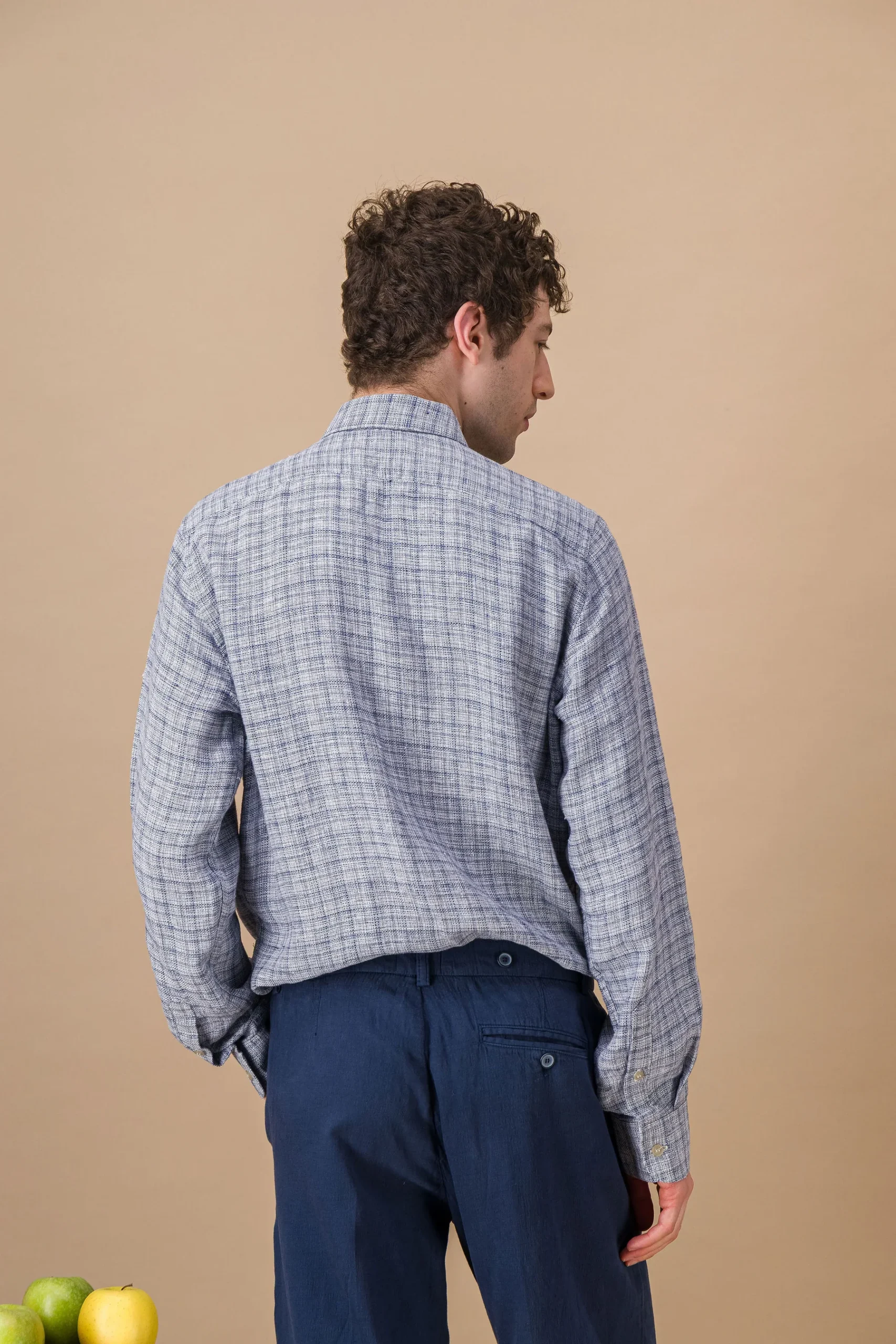 Mottled blue linen shirt - Image 2