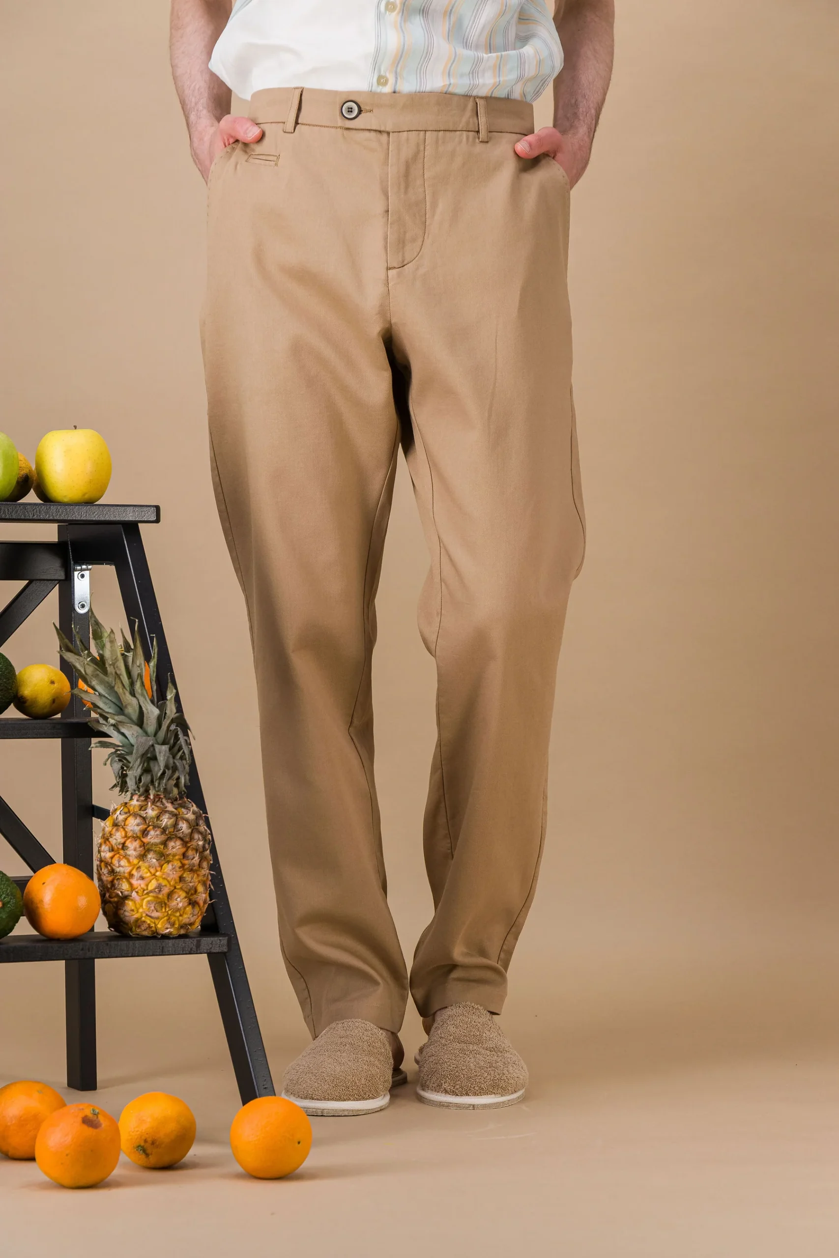 City trousers lightweight organic cotton beige