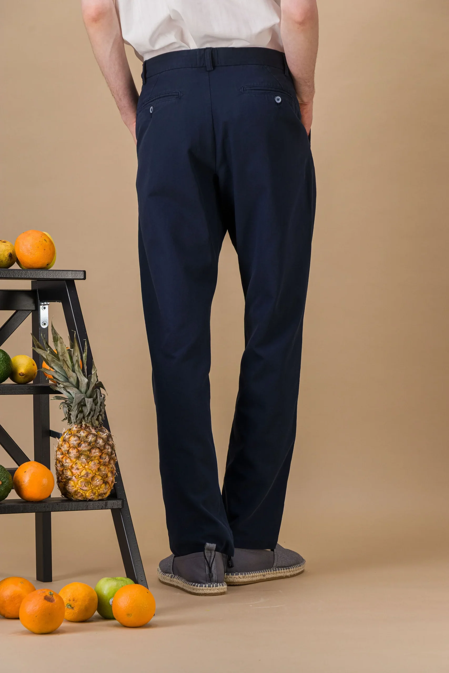City trousers lightweight organic cotton navy - Image 4