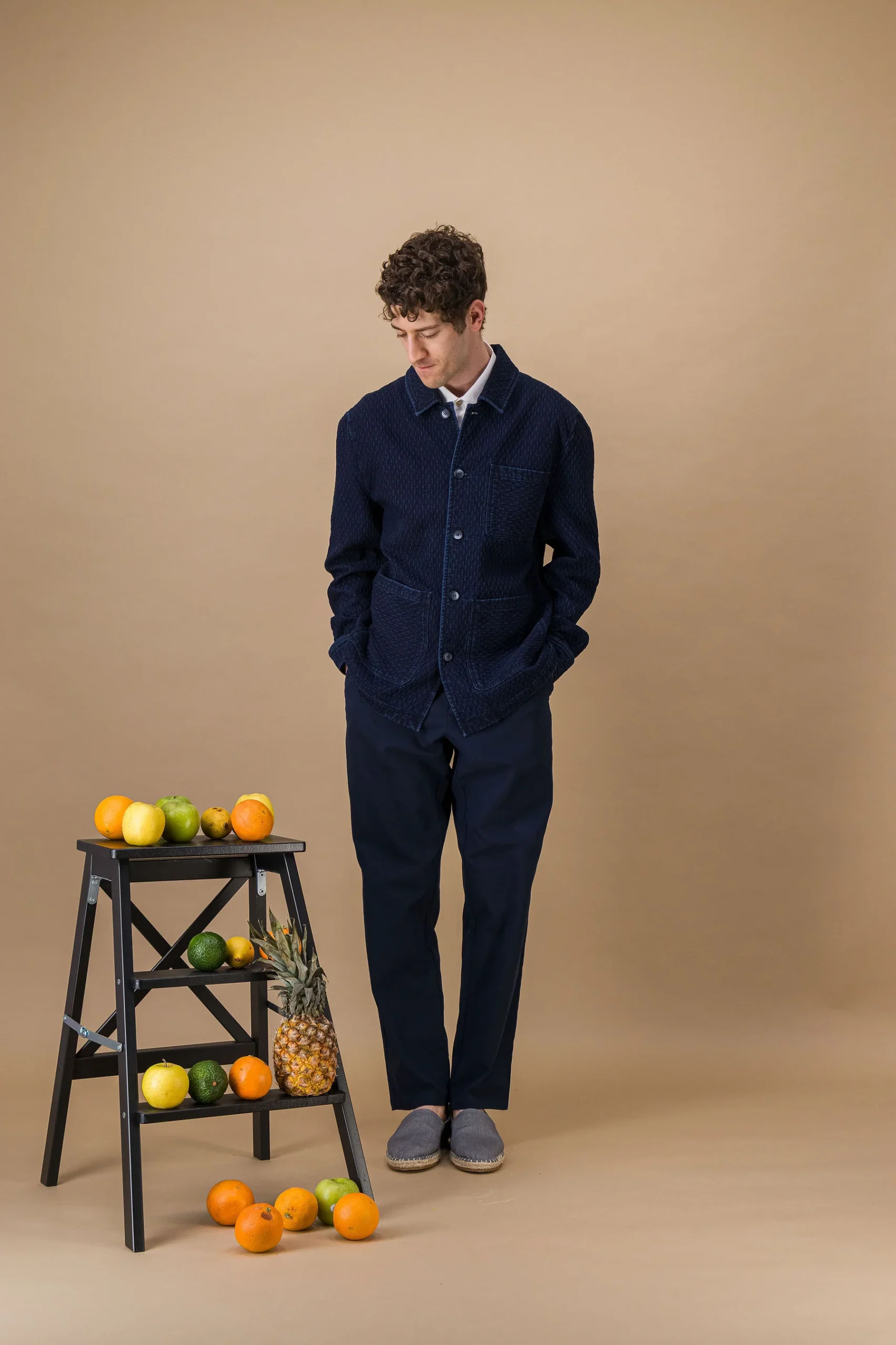 City trousers lightweight organic cotton navy - Image 3