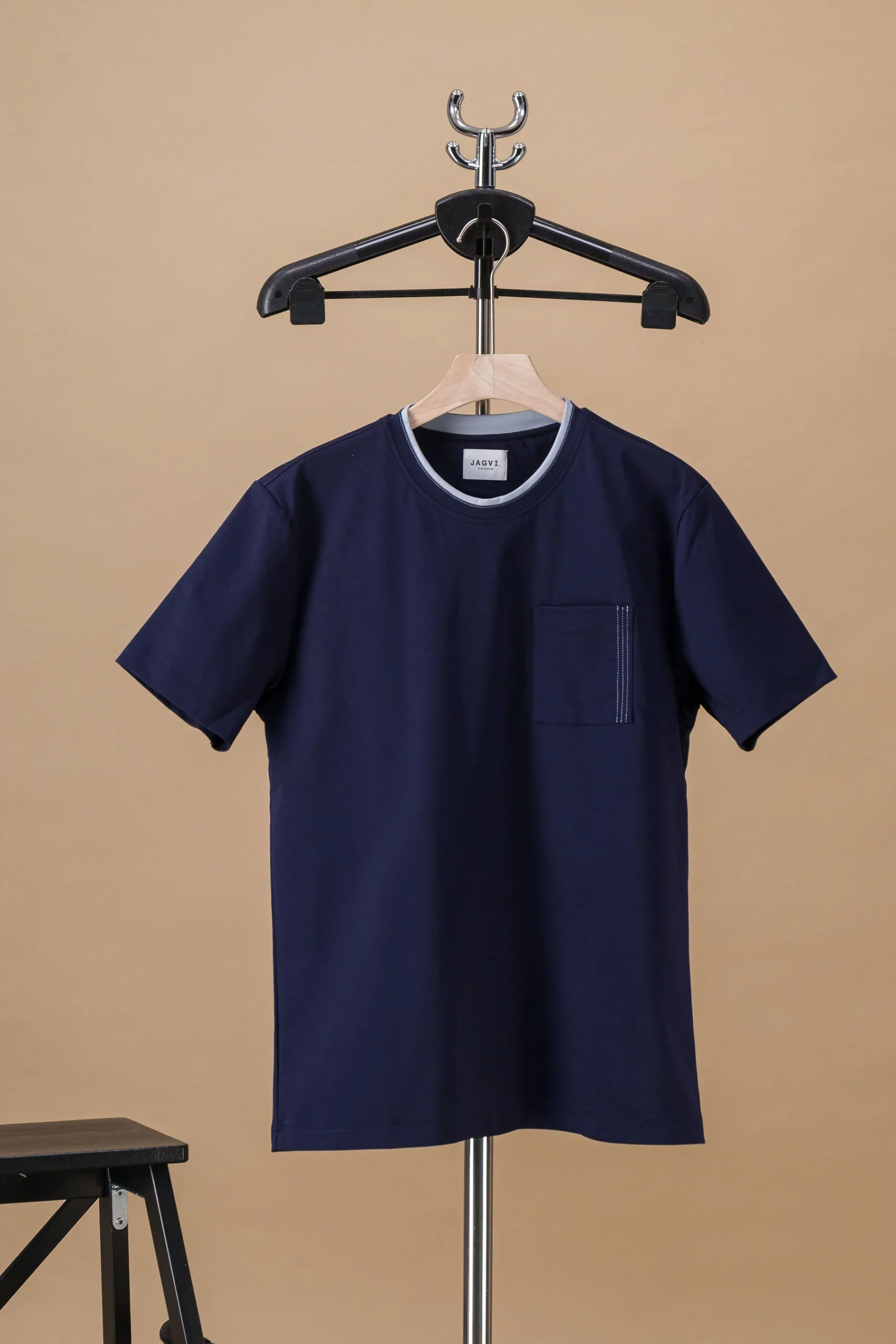 Japanese organic cotton navy pocket T Shirt - Image 2